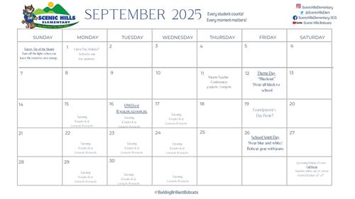 September School Calendar of Events